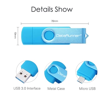 Noul Usb 3.0 DataRunner OTG flash drive USB Pen Drive 16GB 32GB 64GB, 128GB, 256GB Pendrive de Mare viteză USB 3.0 Flash Memory Stick