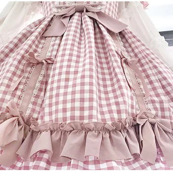 Palatului printesa de zi cu zi dulce lolita rochie vintage din dantela bowknot zăbrele victorian rochie kawaii fata de gothic lolita jsk loli cos