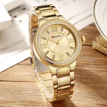 NOUA Moda pentru Femei Ceasuri Curren de Lux din Oțel Inoxidabil de Aur Cuarț Ceas Doamnelor Rochie de Bijuterii Pentru Femei, Cadouri Ceasuri de mana
