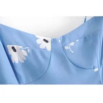 2019 Sexy backless de imprimare florale rochie midi femei rochie de Vara de epocă cami Split rochie de petrecere streetwear haine coreene vestidos