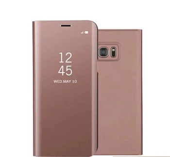 De lux Oglindă imagine Clară Caz pentru Samsung Galaxy S6 S6 S7 S7 Edge Nota 5 Telefon Acoperire Placare Bază Suport Vertical