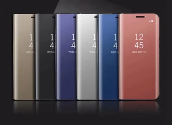 De lux Oglindă imagine Clară Caz pentru Samsung Galaxy S6 S6 S7 S7 Edge Nota 5 Telefon Acoperire Placare Bază Suport Vertical