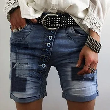 Femei Casual Îmbinat Blugi pantaloni Scurți de vară pentru Femei Floral Denim Scurte Plus Dimensiune 5XL Streetwear Buzunar Blugi pantaloni Scurți 2020