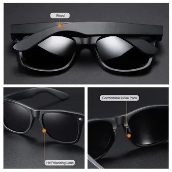 GM Polarizat ochelari de Soare din Lemn Natural ochelari de Soare Cadru de Bambus Negru ochelari de soare Barbati /Eomen de Epocă de Lux ochelari de Soare UV400