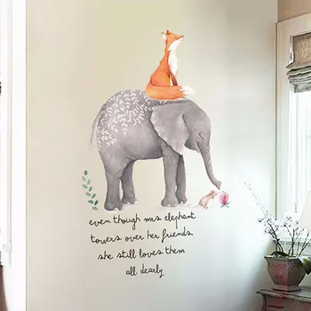 Animale drăguț Fox Elefant Desene animate Autocolant de Perete pentru Camera Copiilor Decor Dormitor Camera de zi Decorațiune de Perete Decalcomanii