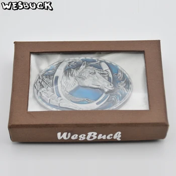 WesBuck Brand Potcoave de Metal Albastru Catarame pentru Om Unisex Vest Catarame Fermiera Catarama Cal Cu PU Curea Festival de cadouri