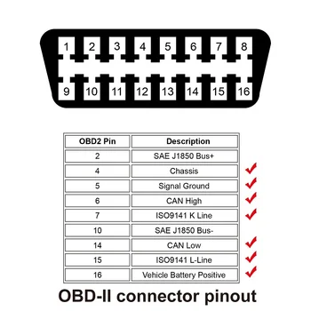 4buc AUTOOL 16 Pin OBD2 Scanner Launch II ODB 2 Adaptor Extensie Universal Extensie Conector Pentru ELM327/AL519/Easydiag Tester