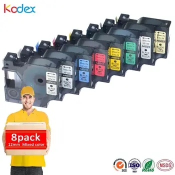 Kodex 8pcs D1 12mm casete compatibil Dymo D1 eticheta banda 45010 45013 45016 45017 45018 45019 45022 45023 LabelManager printer lape