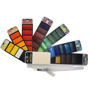 1 buc 18/25/33/42 culori Solide Vopsea Acuarelă Set Cu Perie de Apă Pen Portabil Apă Pigment de culoare Pentru Desen, Pictura