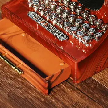 Caseta De Muzica Clasica Mașină De Scris Model De Cutie Muzicala Din Lemn Metal Antic Cutii Muzicale Jucării Decor Acasă De Crăciun Cadou De Ziua De Nastere