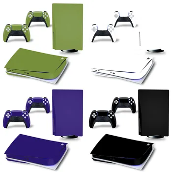 Culoarea albă pentru PS5 Disc Edition Piele Autocolant Decal Acoperire pentru PlayStation 5 Console si 2 Controlere PS5 disk Piele Autocolant