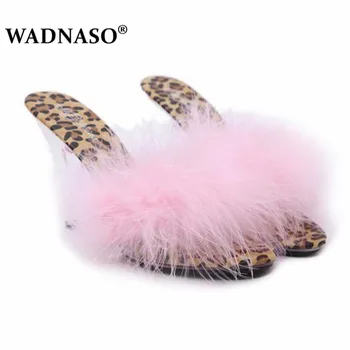 WADNASO Pantof de Femeie Diapozitive Papuci de casă 2019 Cristal Transparent Tocuri 7/10cm Nunti Pantofi Sexy de Metri de Mare Interes maomao Papuci de casă