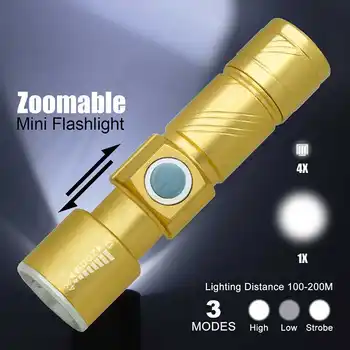 Zoomable Biciclete Lumina de 2000 de Lumeni USB Reîncărcabilă Biciclete Lumina Focusable lanterna LED-uri Lanterna Built-in Baterie 3 Moduri Lampa Flash