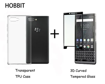 Pentru Blackberry Key2 BBF100 Transparent Silicon TPU Capacul din Spate Caz 3D Curbat 9H Ecran Complet Temperat Pahar Ecran Protector