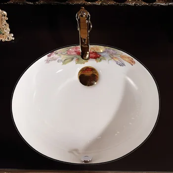 Oval din portelan alb pentru baie vanitatea chiuveta baie castron blat oval din Ceramica chiuveta undercounter chiuveta baie rose
