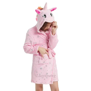 Fata Coral Fleece Unicorn Halate de baie cu Gluga pentru Copii Halat de Băieți, Pijamale, Pijamale Cald Iarna Haine pentru Copii de Vânzare Fierbinte Copii Pijamale