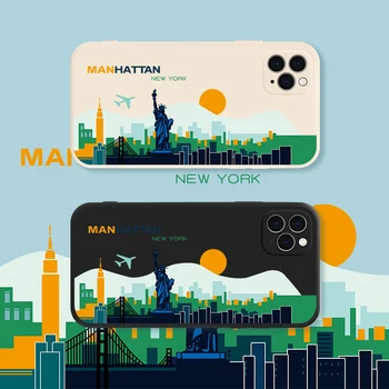 Manhattan Statuia libertății Telefon Caz Pentru iPhone 12 Pro 7 8 Plus X Max 6s Moale de Silicon Cover Pentru iPhone 11 Pro SE 2020