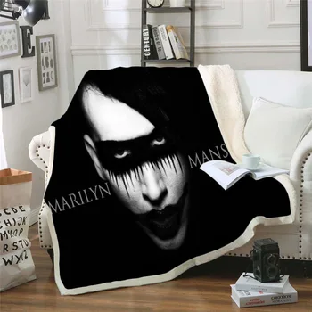 Cântărețul Marilyn Manson 3D Sherpa Pătură de Catifea Pluș Arunca Pătură de Lână Cuvertura Canapea, Canapea Quilt Capac de Călătorie lenjerie de Pat 0004