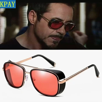 2019 Steampunk tony stark, Iron Man 3 Bărbați ochelari de Soare Reflectat de Designer de Brand Femei Ochelari Vintage Red lentile de ochelari de Soare UV400