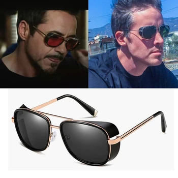 2019 Steampunk tony stark, Iron Man 3 Bărbați ochelari de Soare Reflectat de Designer de Brand Femei Ochelari Vintage Red lentile de ochelari de Soare UV400
