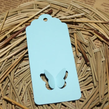 100buc 40 * 90mm ondulat marginea de sus fluture aripile întinse gol etichetă de hârtie creativ cadou de nunta de identificare card cadou hang tag-uri