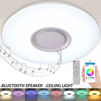 LED Wireless Bluetooth Speaker Loundspeaker Player cu APP + Telecomanda RGB Estompat Lumina Plafon Lampă de Panou Pentru Dormitor