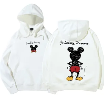 Disney Moda Mickey Mouse Vedere Din Spate Desene Animate Scrisoare De Imprimare Pulover Hoodie Cuplurile Unisex Femei Buzunar Tricou Maxim 6 Culori