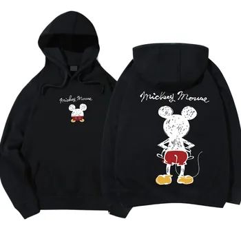 Disney Moda Mickey Mouse Vedere Din Spate Desene Animate Scrisoare De Imprimare Pulover Hoodie Cuplurile Unisex Femei Buzunar Tricou Maxim 6 Culori