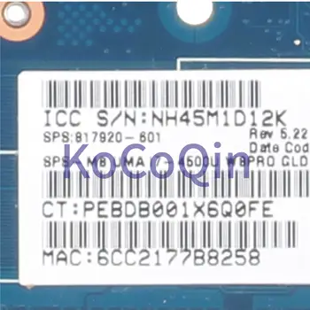 KoCoQin placa de baza Pentru Laptop HP EliteBook 720 820 G1 I7-4500U Placa de baza 817920-601 817920-501 6050A2560501-M3-A02 SR16Z CPU