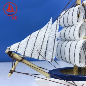 LUCKK 14CM lucrate Manual din Lemn Model Nava Acasă Decoratiuni Interioare Nautice Lemn Decor Mare, Barcă cu pânze Meserii Miniaturi Cadou de Ziua de nastere