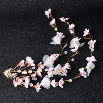 Bijuterii de mireasă bentita roz flori cu bandă de susținere accesorii de mireasa