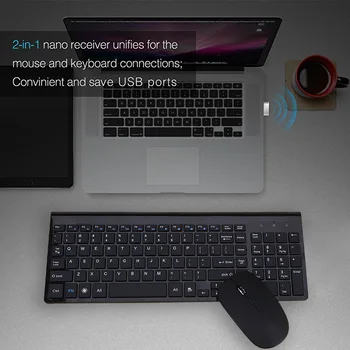 Tastatură fără fir și Mouse-ul Combo 2.4 G Tăcut și Ergonomic Compact Receptiv Tastatură Pc, Laptop, Mac Win 7/8/10 Birou Aprovizionare