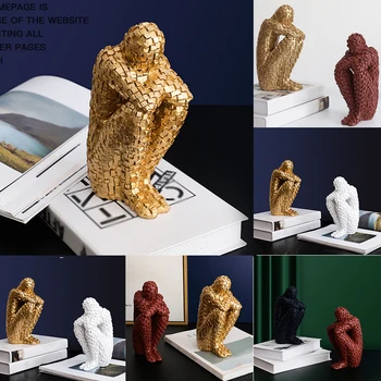 Sculptura Ornament Rășină Caracter Statuie Raft Carte Decor Acasă Desktop Bookend De Sine Statatoare Mana Meșteșugul Cameră De Studiu