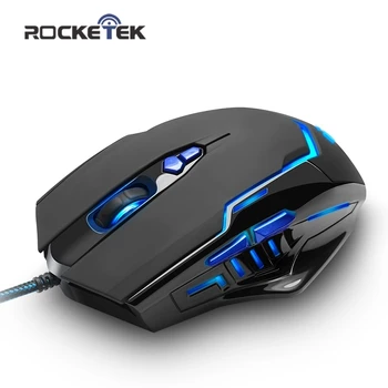 Rocketek USB cu fir Mouse de Gaming 3200 DPI, 7 butoane de mouse-urile optice cu led backlight ergonomic pentru overwatch joc laptop