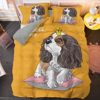 Desene animate Pug Câine Carpetă Acopere Stabilit Câini Beding Seturi Cuvertură 2/3pcs Regina King Size, Picătură de Transport maritim Textile de Casa