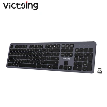 VicTsing PC289 Wireless Keyboard Ultra-slim Reincarcabila Keyboard Design Ergonomic cu 12 Multimedia comenzi Rapide pentru PC, Laptop