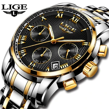 2019 LIGE Noi Ceasuri Barbati Brand de Lux Cronograf Bărbați Ceasuri Sport rezistent la apa Complet din Oțel Cuarț Bărbați Ceas Relogio Masculino