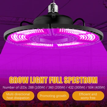 Interior E27 Led 400W Crească Panoul de Lumina Spectru Complet Fito Lampa Pentru Plante Flori Fitolamp Crească Cort Plante de Interior Luminile de Creștere