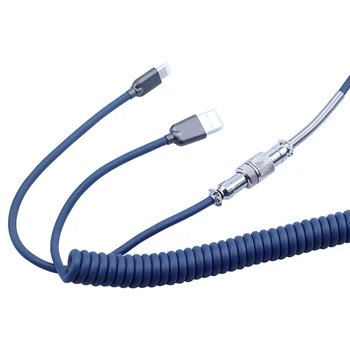 Spațiu Cablu Aviator Albastru Inchis Personalizate port usb c Cablu spiralat de sârmă pentru Tastatură Mecanică GH60 cablu USB de tip c USB