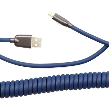 Spațiu Cablu Aviator Albastru Inchis Personalizate port usb c Cablu spiralat de sârmă pentru Tastatură Mecanică GH60 cablu USB de tip c USB
