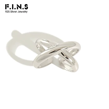 F. I. N. S Strat Dublu X-în Formă de Inel Argint 925 Inele Deschise Pentru Femei În 2019 Noi Reak Argint 925 Inele Mari pentru Decorare