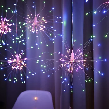 Ghirlanda de Lumini în aer liber, foc de Artificii de Crăciun Lumini LED-uri de Putere Șir de Sârmă de Cupru Lumini de Basm Xmas Party Decor Lampa