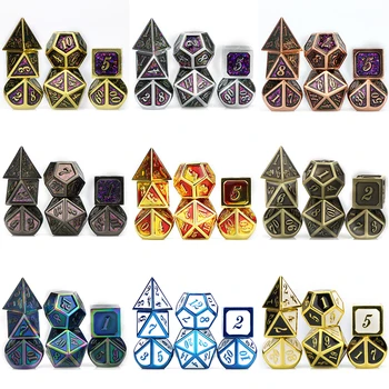 Metal DND Zaruri Set RPG MTG Zaruri pentru Masă RPG Jocuri multe culori zaruri Roluri zaruri poliedrice cu sac D20 D10 D12 D8 D6 D4