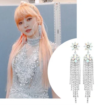 URECHILE RIDICATE coreeană Nou de Lux de Flori de Cristal Picătură Cercei Pentru Femeile Elegante Stras Ciucure Lung Pendientes Petrecere Bijuterii