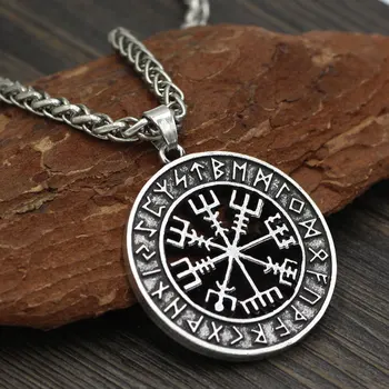 Viking Islandeză Vegvisir Groază În Runic Cerc Bărbați Femei Pandantiv Doage Magice Busola Rune Amuleta Collier Colier