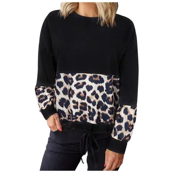 Dropshipping Femei Tricotate Casual Trage Cadru Digital Leopard de Imprimare Maneca Lunga Top cu Maneci Lungi ropa de mujer 2020