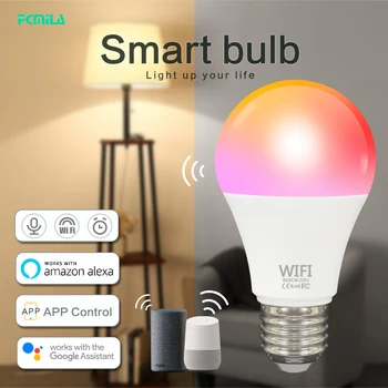 4 Pack WiFi Lampa Inteligent Bec E27 B22 LED RGB Lampa Inteligentă Munca la Domiciliu cu Alexa/Google RGB+C+W Estompat Bombilla Inteligente