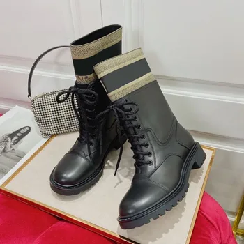 Toamna Iarna Cizme Jumătatea vițel Design de Brand Pantofi Femei 2020 Moda Cizme Rotund Toe