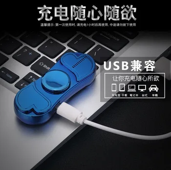 Colorat Luminos Metal Frământa Spiner Parte Spinner Sus Rotative Stres USB de Încărcare Brichete Degetului Gyro Jucării pentru Adulți Cadou E