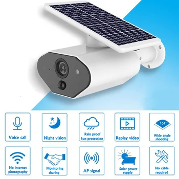În aer liber, Solar Baterie WiFi, aparat Foto rezistent la apa IP65 Certificate HD 1080p Smart Camera de Securitate Wireless Cu Audio Viziune de Noapte